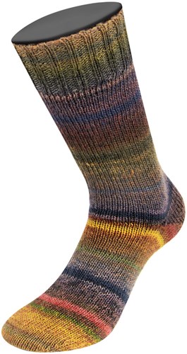 Lana Grossa Meilenweit 100 Rainbow 6407 Dark/light olive/dark/grey-green/orange/ochre brown/salmon/grey-brown-3