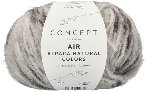 Katia Air Alpaca Natural Colors 204 Grey-Black