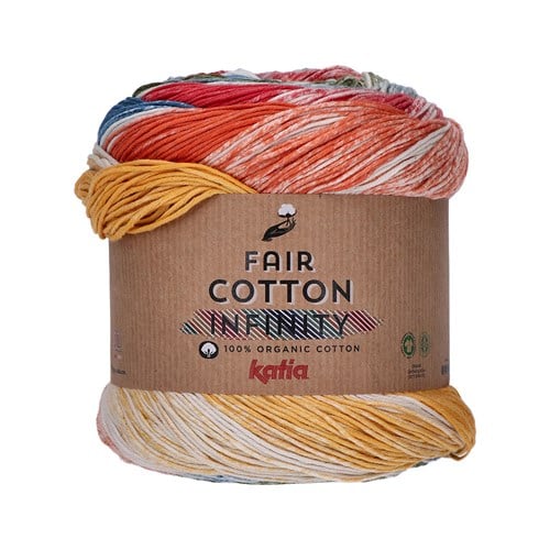Katia Fair Cotton Infinity 103 Blue-Wine red-Broom yellow-Dark green