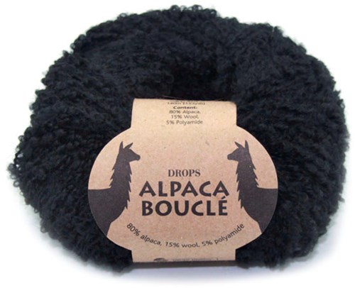 Drops Alpaca Bouclé Uni Colour 8903 Black
