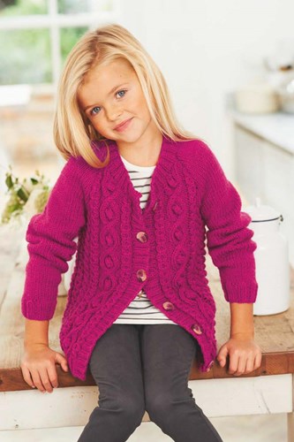 Knitting Pattern Stylecraft Life Aran No. 8933 Girls’ Cardigan-2