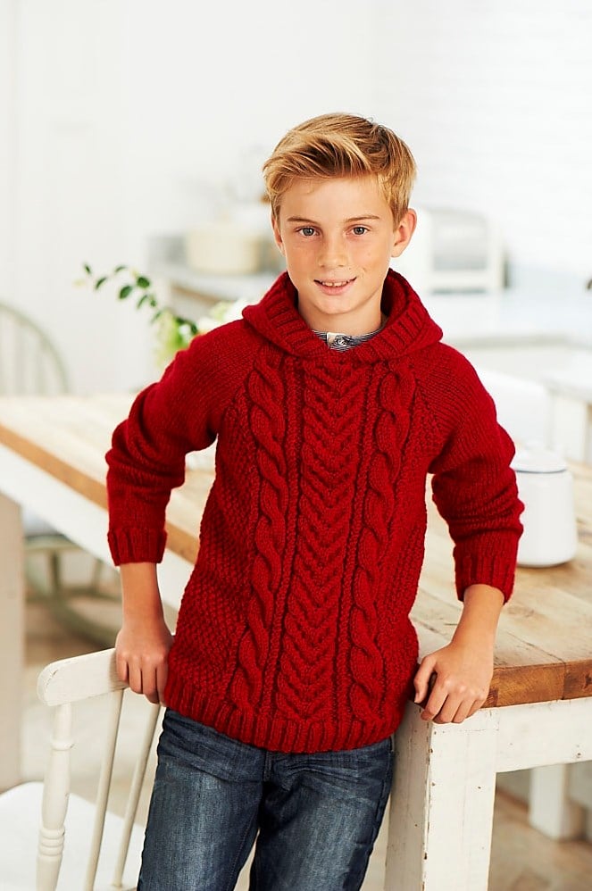 Knitting Pattern Stylecraft Life Aran No. 8936 Boys' Hoodie