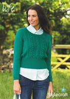 Knitting Pattern Stylecraft Life DK No. 9026 Cable Sweater-2