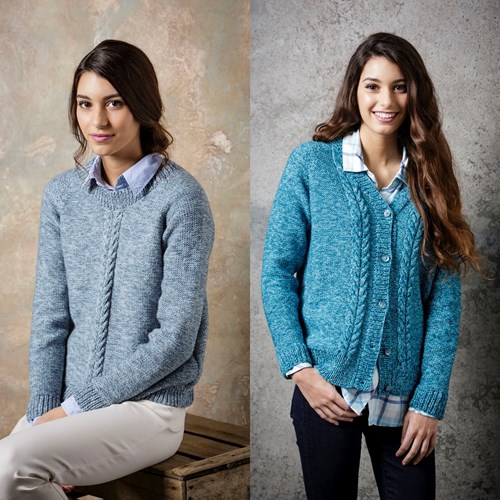 Knitting Pattern Stylecraft Batik DK No. 9292 Cable Sweater and Cardigan
