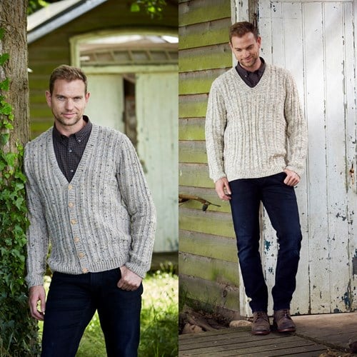 Knitting Pattern Stylecraft Special Aran With Wool No. 9341 Men’s Sweater and Cardigan