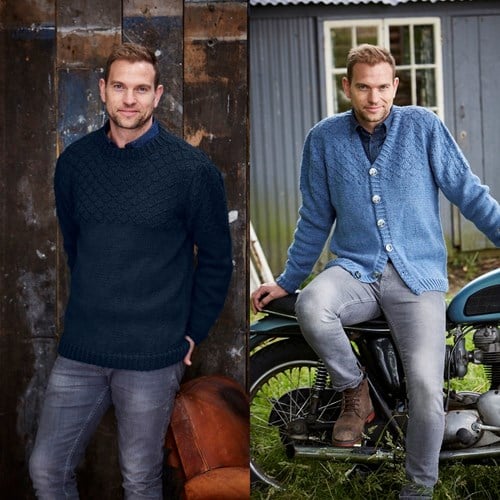 Knitting Pattern Stylecraft Special Aran With Wool No. 9342 Men’s Sweater and Cardigan