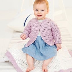 Crochet Pattern Stylecraft Bambino DK No. 9533 Baby Cardigan and Blanket