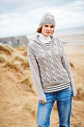 Knitting Pattern Stylecraft Special Aran With Wool No. 9556 Sweater, Hat, and Mittens-2