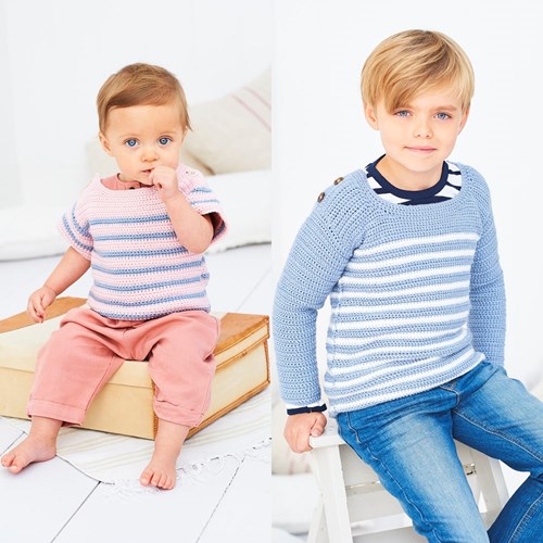 Crochet Pattern Stylecraft Bambino DK No. 9608 Striped Top and Sweater
