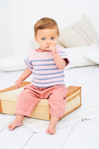 Crochet Pattern Stylecraft Bambino DK No. 9608 Striped Top and Sweater-2