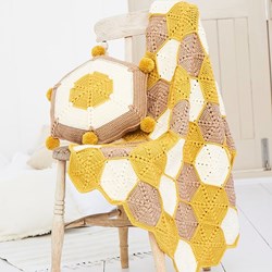 Crochet Pattern Stylecraft Bellissima DK No. 9614 Honeycomb Blanket and Cushion