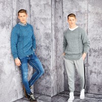 Knitting Pattern Stylecraft Special Aran With Wool No. 9658 Men’s Sweaters