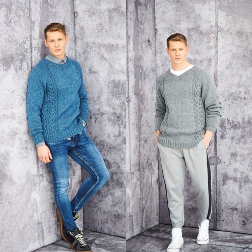 Knitting Pattern Stylecraft Special Aran With Wool No. 9658 Men’s Sweaters