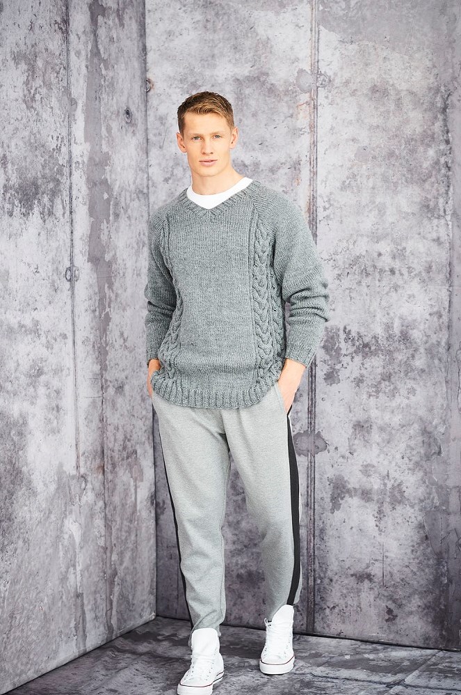 Men's Cowl Neck Aran Sweater