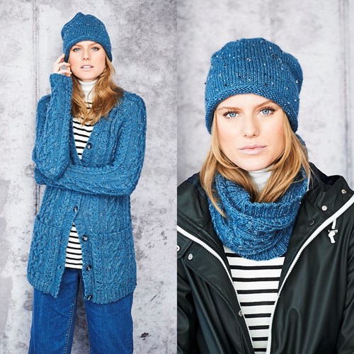 Knitting Pattern Stylecraft Special Aran With Wool No. 9660 Cardigan Cowl and Hat Yarnplaza