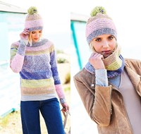 Knitting Pattern Stylecraft Batik Swirl DK No. 9671 Sweater, Cowl and Hat