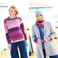 Knitting Pattern Stylecraft Batik Swirl DK No. 9674 Sweater, Scarf and Wrist Warmers