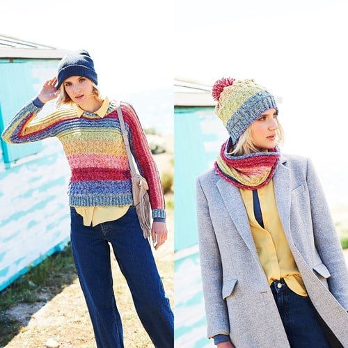 Knitting Pattern Stylecraft Batik Swirl DK No. 9676 Sweater, Cowl and Hat