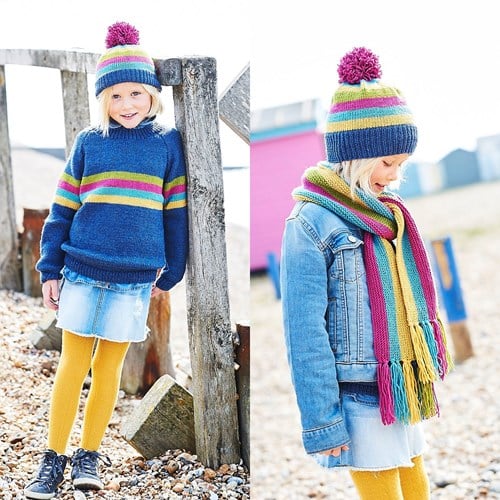 Knitting Pattern Stylecraft Bellissima DK No. 9705 Girls’ Sweater, Scarf, and Hat