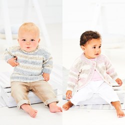Knitting Pattern Stylecraft Bambino Prints DK No. 9744 Baby Sweater and Cardigan