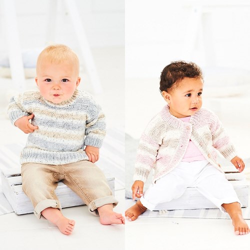 Knitting Pattern Stylecraft Bambino Prints DK No. 9744 Baby Sweater and Cardigan