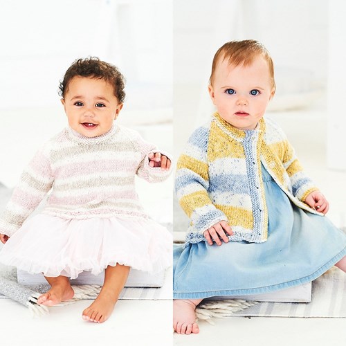 Knitting Pattern Stylecraft Bambino Prints DK No. 9747 Baby Sweater and Cardigan