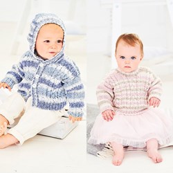 Knitting Pattern Stylecraft Bambino Prints DK No. 9749 Baby Hoodie and Sweater