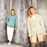 Knitting Pattern Stylecraft Special XL Tweed Super Chunky No. 9806 Ladies Sweater and Jacket
