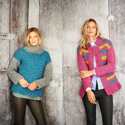 Knitting Pattern Stylecraft Special XL Tweed Super Chunky No. 9809 Ladies Sweater and Jacket