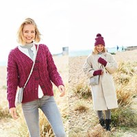 Knitting Pattern Stylecraft Special Aran With Wool No. 9819 Cardigan, Hat, and Mittens