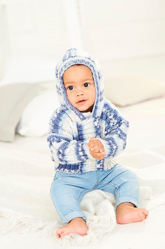 Knitting Pattern Stylecraft Bambino Prints DK No. 9841 Baby Sweater and Hoodie-3
