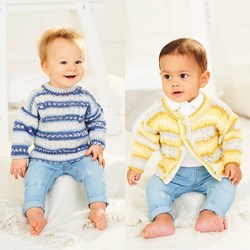 Knitting Pattern Stylecraft Bambino Prints DK No. 9844 Baby Cardigan and Sweater