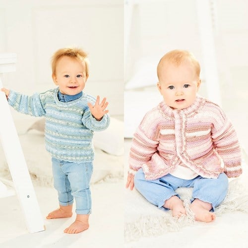 Knitting Pattern Stylecraft Bambino Prints DK No. 9846 Baby Cardigan and Sweater