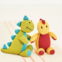 Knitting Pattern Stylecraft Bellissima DK No. 9853 Danny the Dinosaur Toy, Hat, and Mittens-2