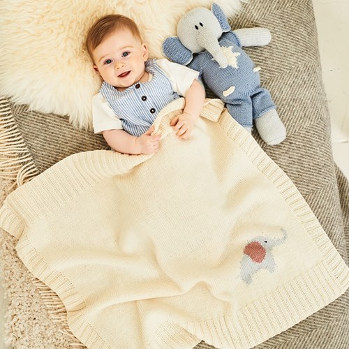 Knitting Pattern Stylecraft Bellissima DK No. 9854 Adam & Astrid Elephant Toys and Blanket
