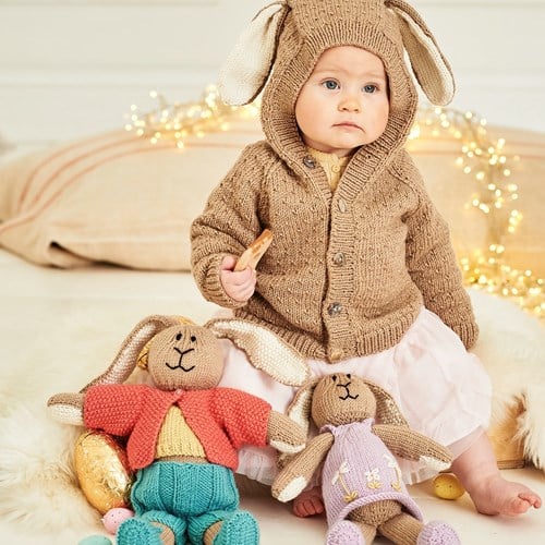 Knitting Pattern Stylecraft Bellissima DK No. 9855 Bertie & Bettie Bunny Toys and Jacket