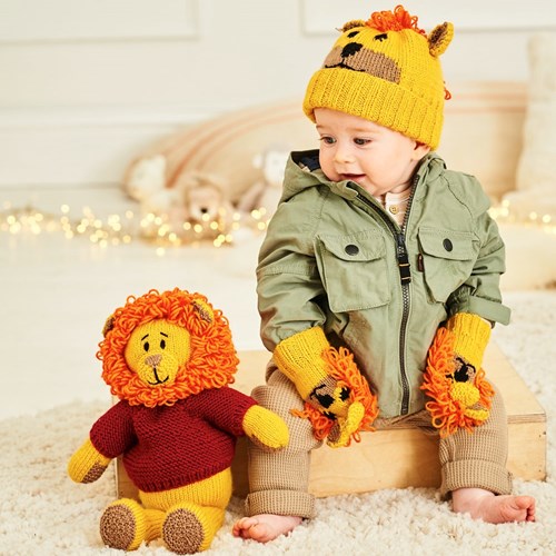 Knitting Pattern Stylecraft Bellissima DK No. 9868 Rory the Lion Toy, Hat, and Mittens