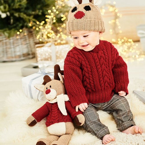 Knitting Pattern Stylecraft Bellissima DK No. 9869 Reindeer Toy, Hat and Sweater