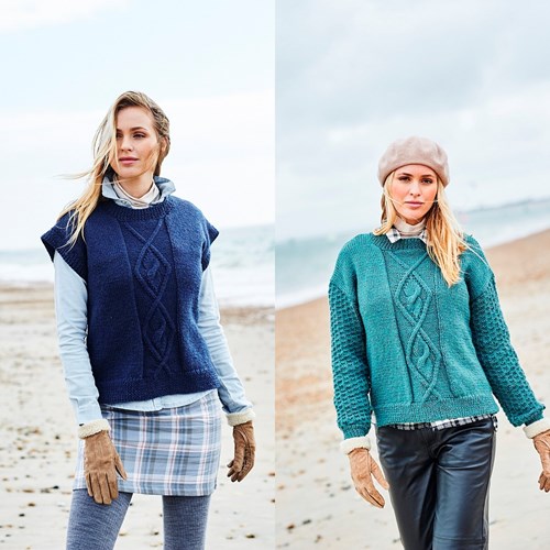 Knitting Pattern Stylecraft Highland Heathers Aran No. 9874 Sweater and Slipover