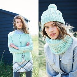 Knitting Pattern Stylecraft Special Aran With Wool No. 9894 Cardigan, Snood, and Hat