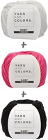 Yarn and Colors Black White and Bright Mittens Crochet Kit 035 Girly Pink-2