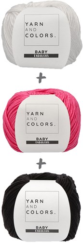 Yarn and Colors Black White and Bright Mittens Crochet Kit 035 Girly Pink-2
