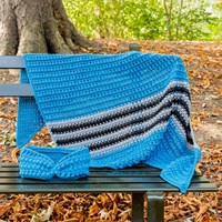 Yarn and Colors Criss Cross Dot Scarf Crochet Kit 069 Petrol Blue