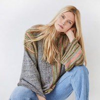 Lana Grossa Alta Moda Cotolana Print 102 Dark olive / olive / gray green / gray / burgundy / salmon