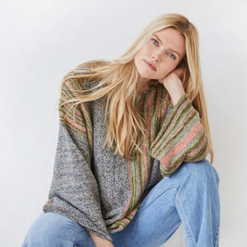 Lana Grossa Alta Moda Cotolana Print 102 Dark olive / olive / gray green / gray / burgundy / salmon