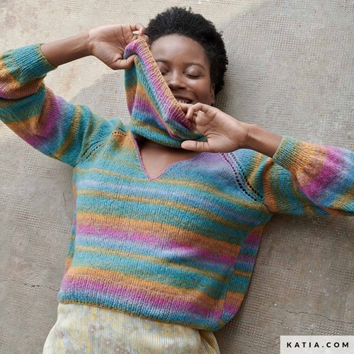 Katia Atenea Tones 205 Coral-Blood Red-Camel - Yarnplaza.com