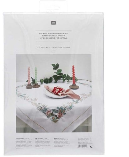 Rico Christmas Rose Tablecloth Embroidery Kit-3