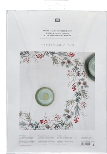 Rico Christmas Wreath Tablecloth Embroidery Kit-3