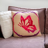 Bountiful Butterfly Pillow Stone/Pink Crochetkit - With Digital Pattern