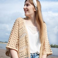 Hugs and Kisses Kimono Crochet Kit 1 Angel - Soft Peach S/M-3